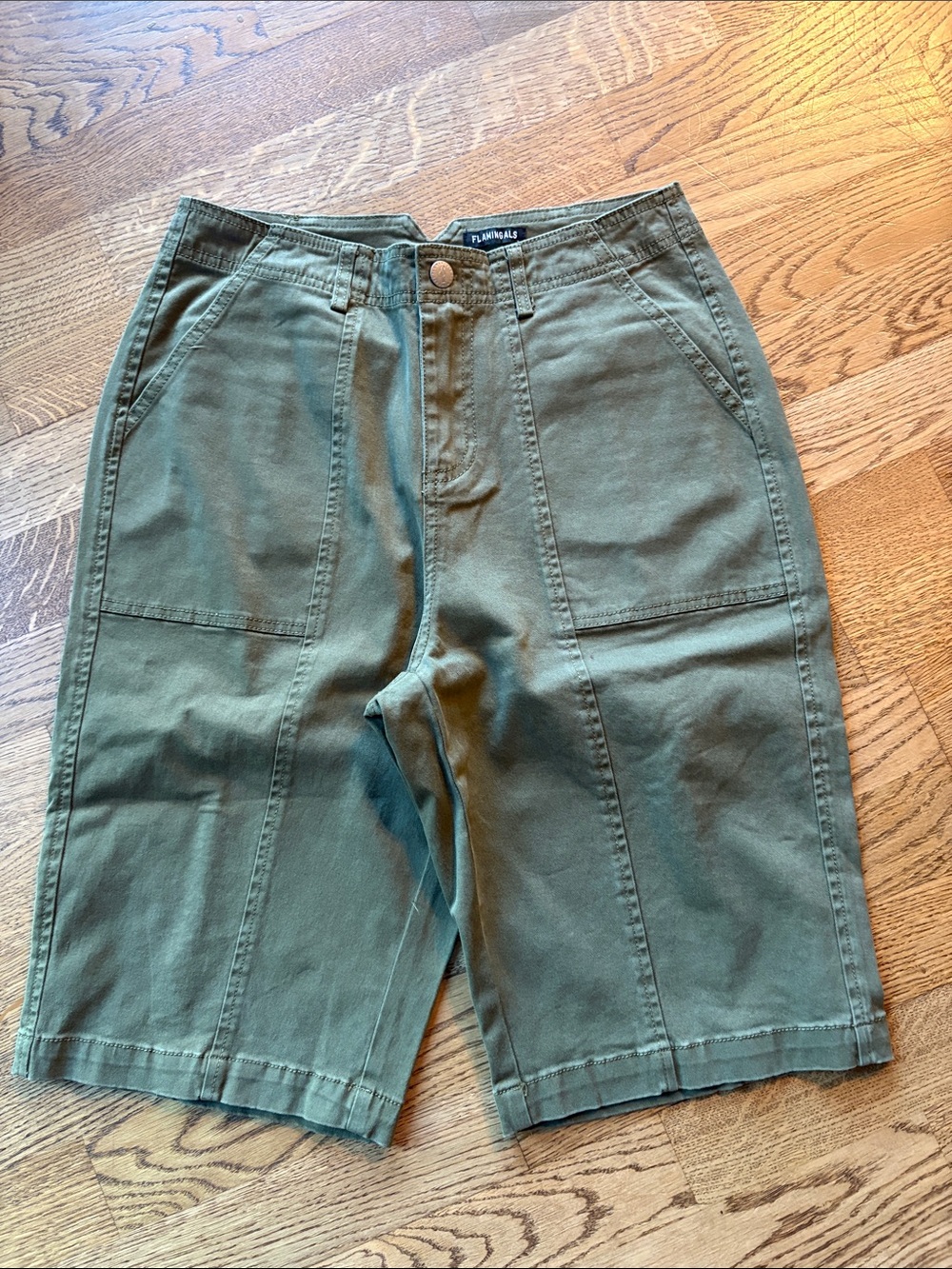 High-Rise Olive Green Women's Bermuda Shorts